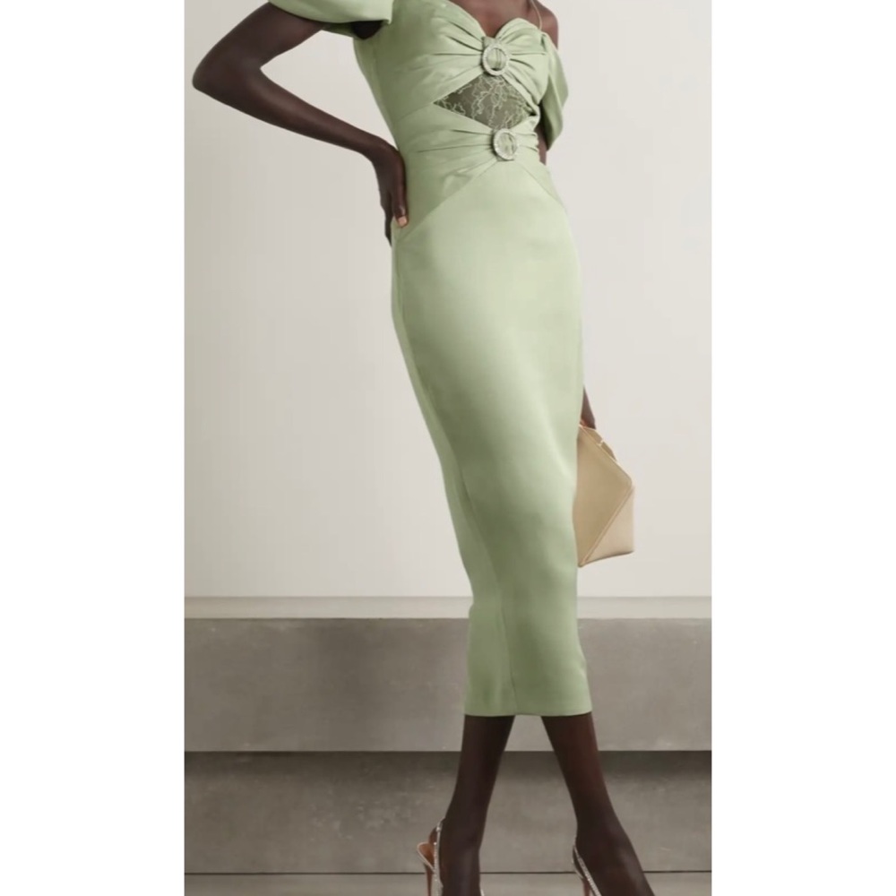 RASARIO CUTOUT OFF THE SHOULDER MIDI DRESS